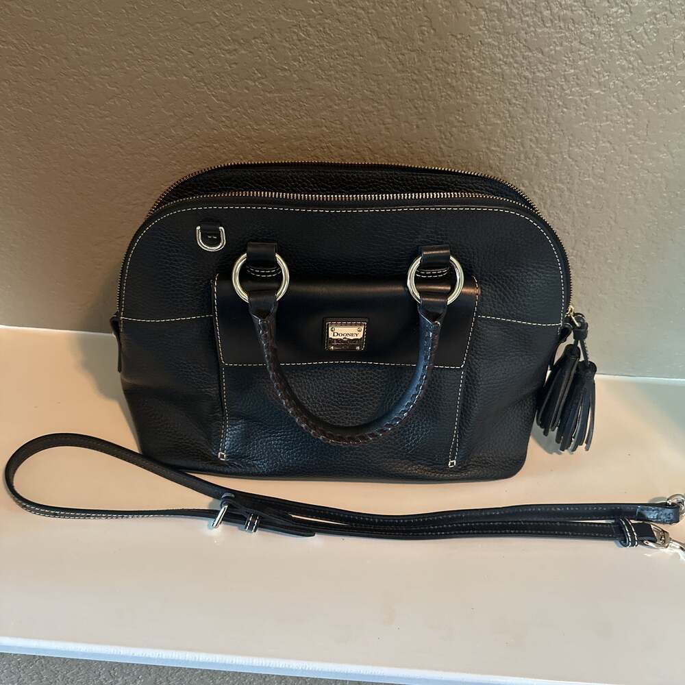 Dooney & Bourke Black Pebbled Leather Satchel Handbag